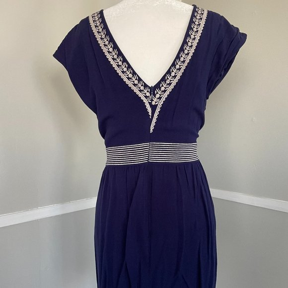 Alya Navy and Ivory Embroidered Dress - Picture 6 of 8